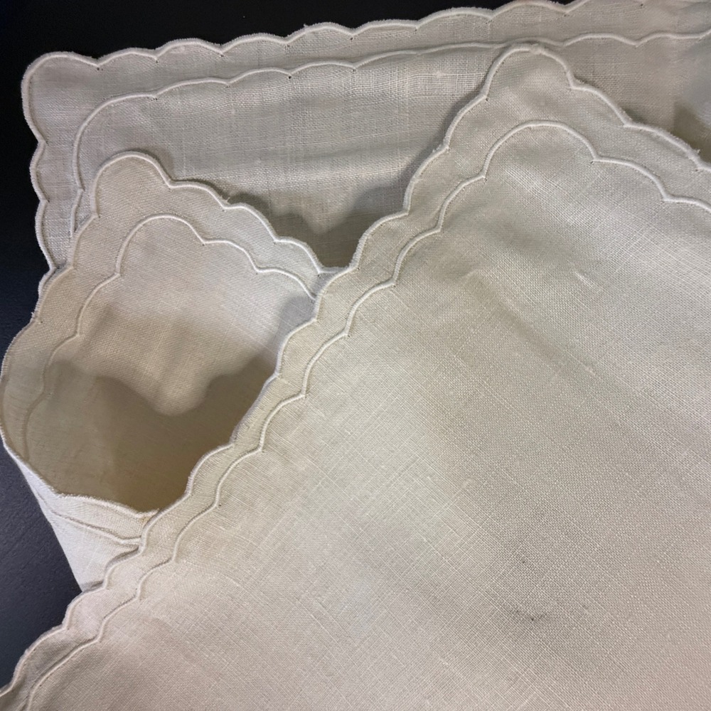 Leacock Tea Setting NT-21 Vintage Cream Linen Tablecloth and Napkins Set - Picture 5 of 9